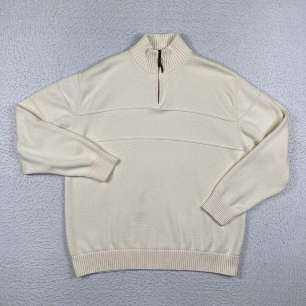 Pendleton Sweater Mens Large Cream‎ 1/4 Zip Made In Japan Preppy Casual Office